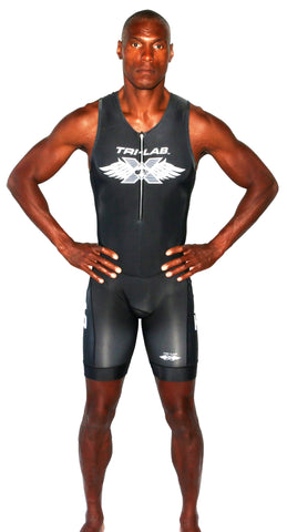 Men's "Black Edition" RacerX 'One Piece' Sleeveless Triathlon Race Suit - Triathlon LAB